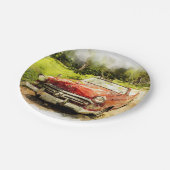  Retro Old Classic Auto Waterverf Art Papieren Bordje (Gekanteld)