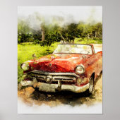  Retro Old Classic Auto Waterverf Art Poster (Voorkant)