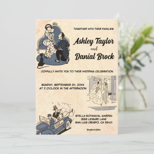 Retro Old Classic Comic Book Style Weddenschap Kaart (Staand voorkant)