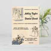  Retro Old Classic Comic Stylish Wedding Kaart (Staand voorkant)