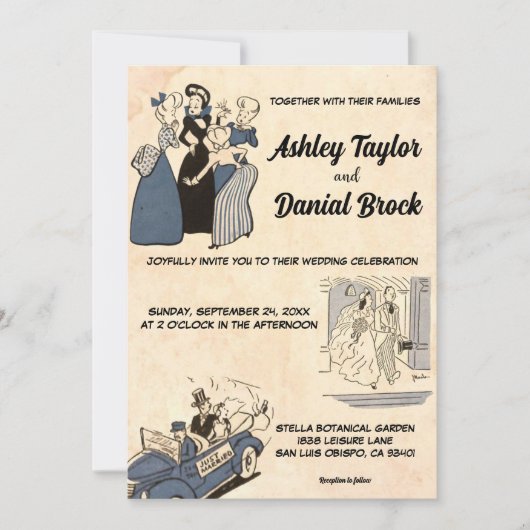  Retro Old Comic Book Stylish Chic Wedding Kaart (Voorkant)