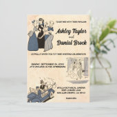  Retro Old Comic Book Stylish Chic Wedding Kaart (Staand voorkant)