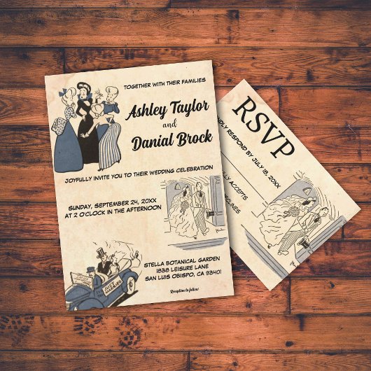  Retro Old Comic Book Stylish Chic Wedding Kaart