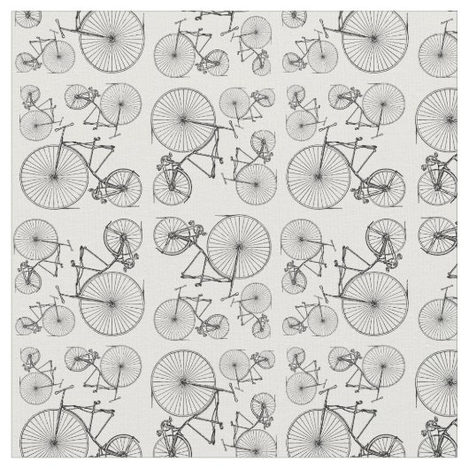 Retro Old Fashioned Bicycles Classic Bike Pattern Stof (Close Up)