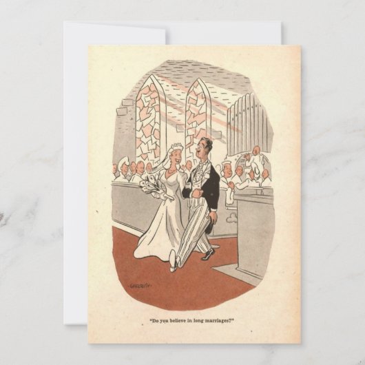  Retro Old Funny Couple 50s Rustic Wedding Kaart (Achterkant)