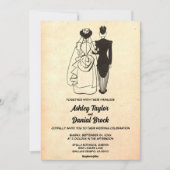 Retro Old Funny Couple Chic Rustic Wedding Kaart (Voorkant)