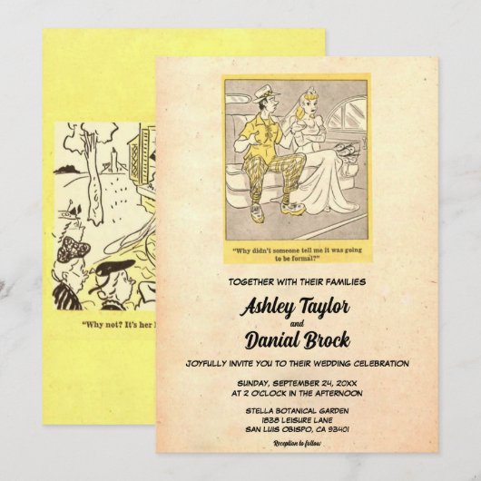 Retro Old Funny Couple Comic Book Wedding Kaart (Voorkant / Achterkant)