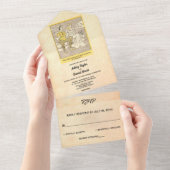  Retro Old Funny Couple Rustic Wedding All In One Uitnodiging (Afscheurbaar)