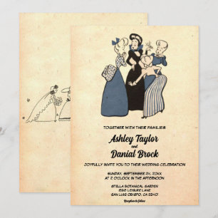 Retro Old Funny Voorstel Rustic Wedding Kaart