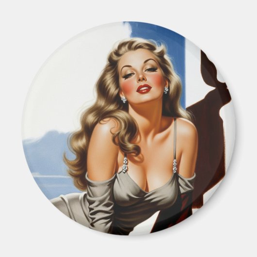 Retro Old Hollywood Mooie Blonde Vrouw Magneet (Voorkant)