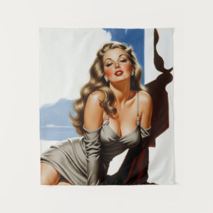 Retro Old Hollywood Mooie Blonde Vrouw Wandkleed