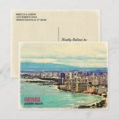 Retro Old Kijk Hawaii Oahu Island Waikiki Beach Briefkaart (Voorkant / Achterkant)