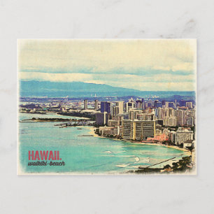 Retro Old Kijk Hawaii Oahu Island Waikiki Beach Briefkaart