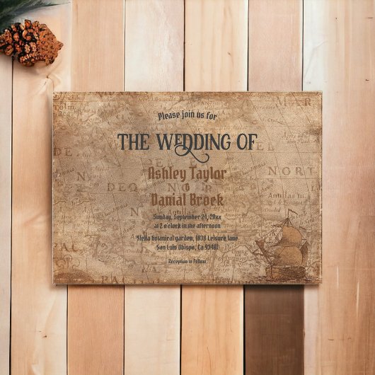  Retro Old Map Chic Rustic Classic Wedding Kaart