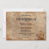 Retro Old Map Sailboat Classic Wedding Kaart (Voorkant)