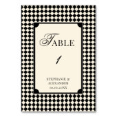 Retro Old Money Black & Ivory Checkered Wedding Kaart (Voorkant)