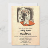  Retro Old Net getrouwd Couple Chic Wedding Kaart (Voorkant)