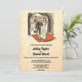  Retro Old Net getrouwd Couple Chic Wedding Kaart (Staand voorkant)