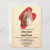  Retro Old Pop Art Romantic Couple Wedding Kaart (Voorkant)