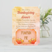 Retro Old Pumpkin Pie Rustic Thanksgiving Dinner Kaart (Staand voorkant)