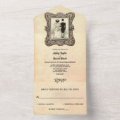  Retro Old Romantic Bride Groom Wedding All In One Uitnodiging (Binnen)