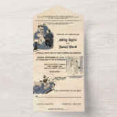  Retro Old Romantic Comic Stylish Wedding All In One Uitnodiging (Binnen)