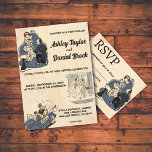Retro Old Romantic Comic Stylish Wedding Kaart<br><div class="desc">Deze  retro-komische bruiloft is geschikt voor een moderne bruiloft. Het oude minimalistische ontwerp is voorzien van  Retro Old Romantic Comic Stylish Wedding Invitation</div>