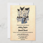 Retro Old Romantic Couple Rustic Wedding Kaart (Voorkant)