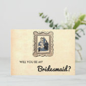  Retro Old Romantic Rustic Bridesmaid Card Kaart (Staand voorkant)