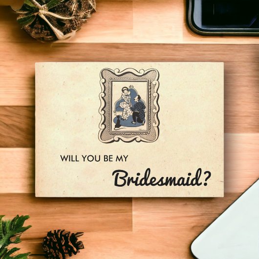  Retro Old Romantic Rustic Bridesmaid Card Kaart
