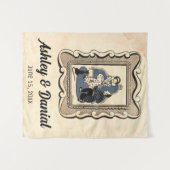 Retro Old Romantic Voorstel Rustic Wedding Wandkleed (Voorkant (horizontaal))