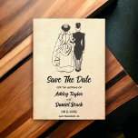 Retro Old Romantic Wedding Save the Date Kaart<br><div class="desc">Deze  retro-komische bruiloft is geschikt voor een moderne bruiloft. Het oude minimalistische ontwerp kenmerkt  Retro Old Romantic Wedding sparen de Uitnodiging van de Datum</div>