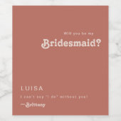 Retro Old Roos Bridesmaid-voorstel Wijnlabel Wijn Etiket (Enkel label)