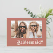 Retro Old Roos Photo Bridesmaid-kaartje Kaart (Staand voorkant)