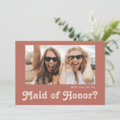 Retro Old Roos Photo Maid of Honor proposal Kaart (Staand voorkant)