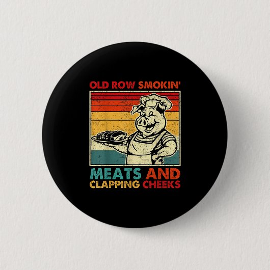 Retro Old Row Smoking Meats And Clapping Cheeks Fu Ronde Button 5,7 Cm (Voorkant)