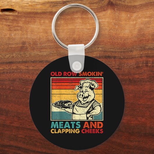 Retro Old Row Smoking Meats And Clapping Cheeks Fu Sleutelhanger (Voorkant)