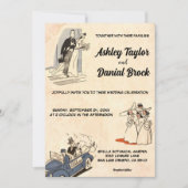 Retro Old Rustic 50s Comic Stylish Wedding Kaart (Voorkant)
