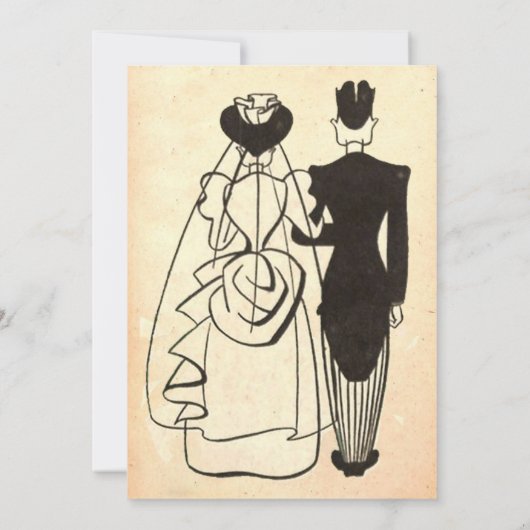  Retro Old Rustic Ancient 50s Comic Wedding Kaart (Achterkant)
