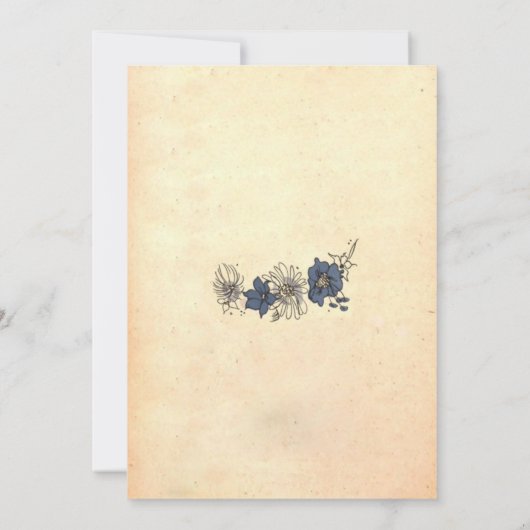 Retro Old Rustic Botanical Floral Wedding Kaart (Achterkant)