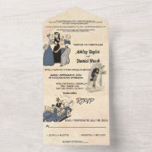  Retro Old Rustic Chic Comic Style Weddenschap All In One Uitnodiging (Binnen)