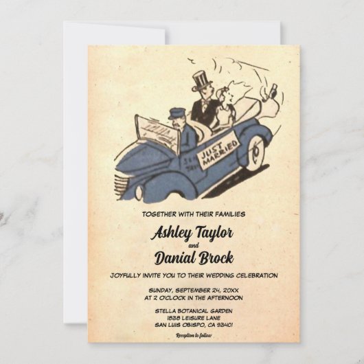 Retro Old Rustic Couple Ancient Wedding Kaart (Voorkant)