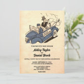 Retro Old Rustic Couple Ancient Wedding Kaart (Staand voorkant)