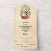 Retro Old Rustic Couple Ceremony Wedding All In One Uitnodiging (Binnen)