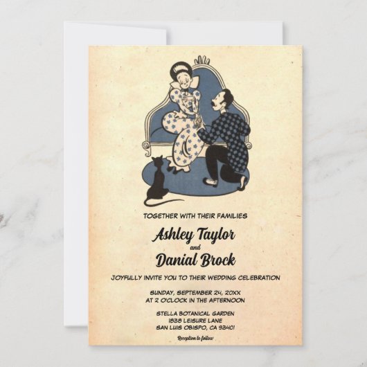  Retro Old Rustic Couple Romantic Wedding Kaart (Voorkant)