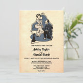  Retro Old Rustic Couple Romantic Wedding Kaart (Staand voorkant)