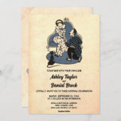  Retro Old Rustic Couple Romantic Wedding Kaart (Voorkant / Achterkant)