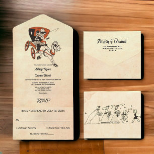  Retro Old Rustic Couple Stylish Wedding All In One Uitnodiging