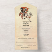 Retro Old Rustic Couple Stylish Wedding All In One Uitnodiging (Binnen)
