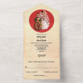 Retro Old Rustic Couple Stylish Wedding All In One Uitnodiging (Binnen)